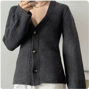 H&M Dark Gray Knitted Wool Cardigan